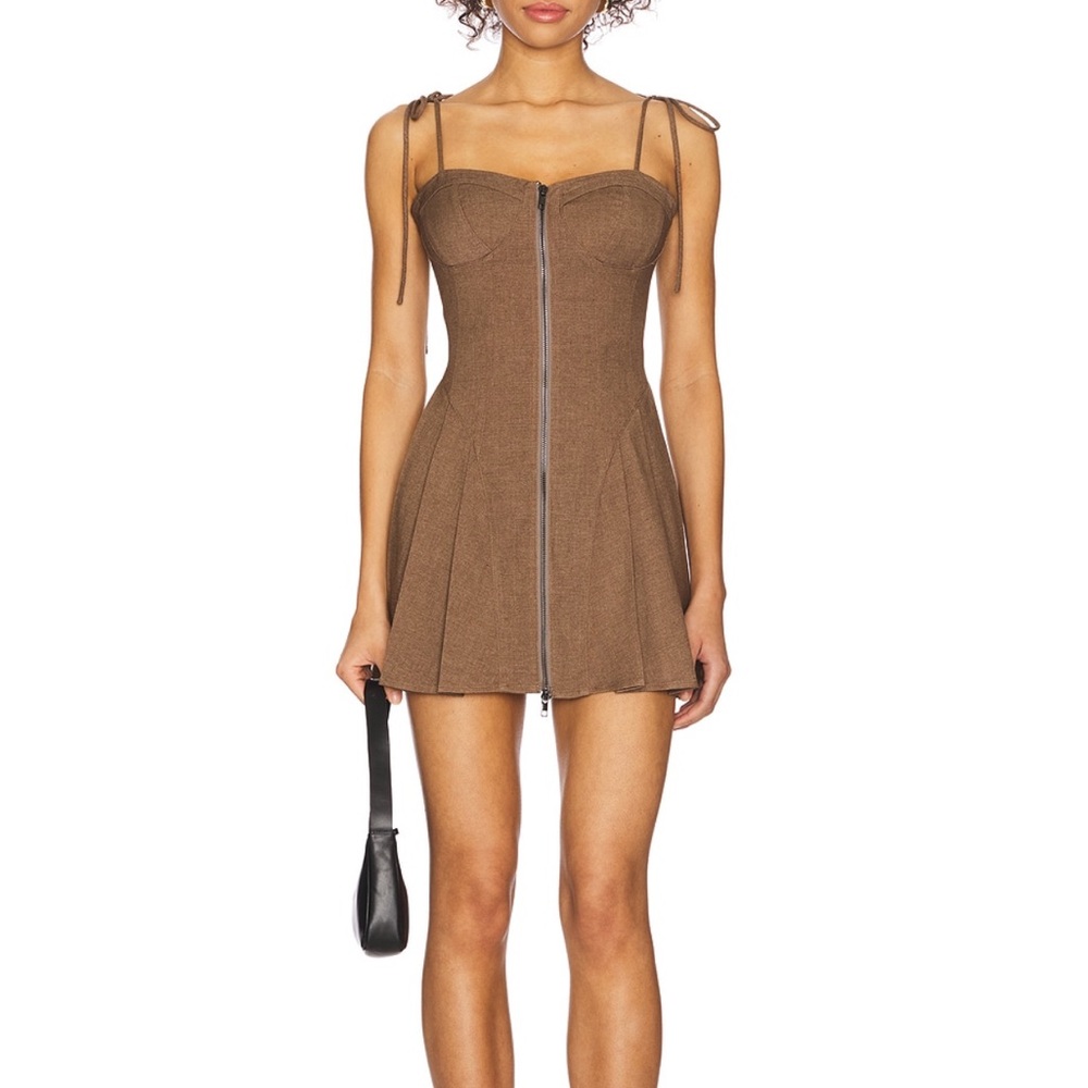 Revolve Superdown Brown Fit and Flare Mini Dress